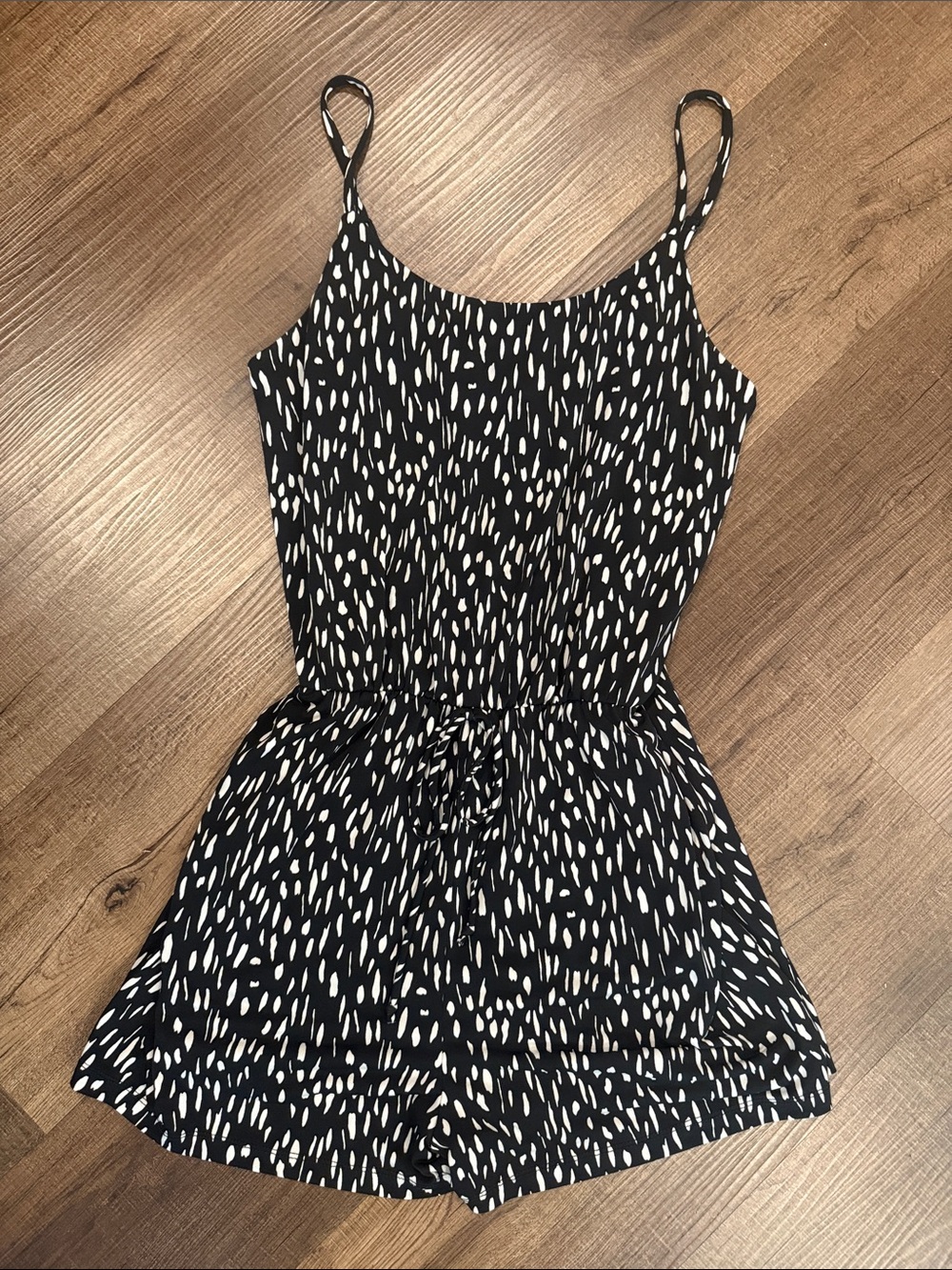 Kaileigh Black and White Spotted Romper